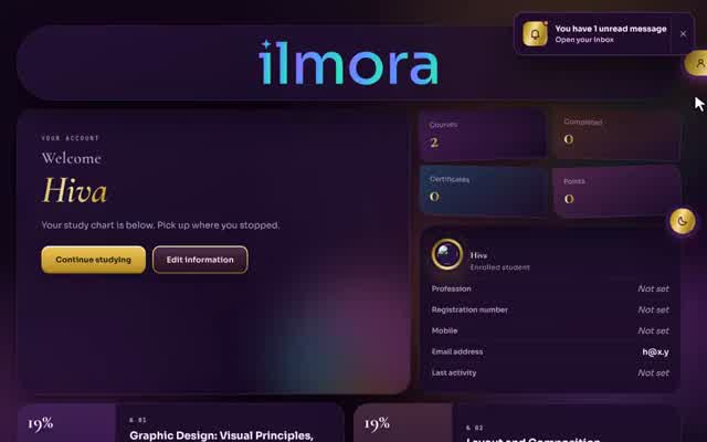 Interactive lesson in the graphic design school website design demo: Image gallery
